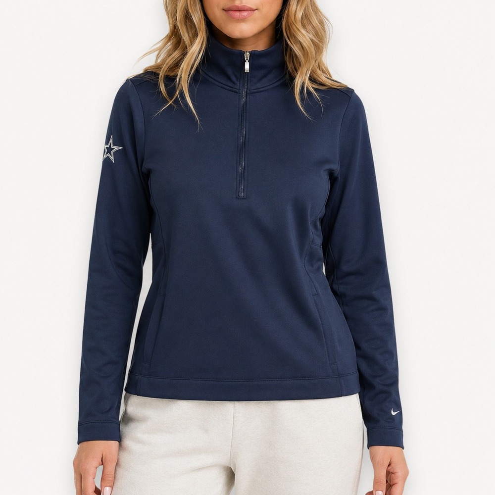 Nike Dallas Cowboys Womens M Golf Therma-FIT Quarter Zip Pullover Navy NFL